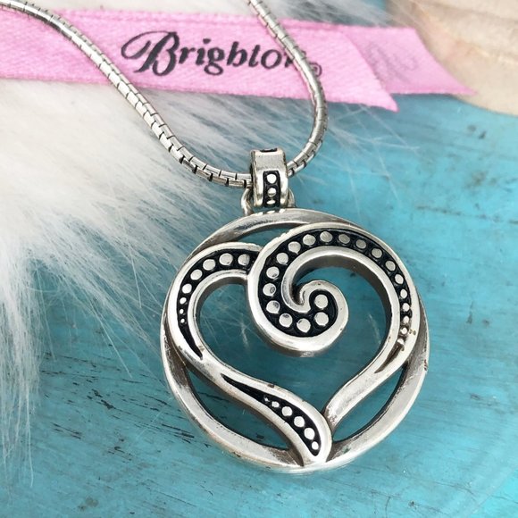 Brighton Open Heart Dotted Silver Plate Necklace - Picture 1 of 8